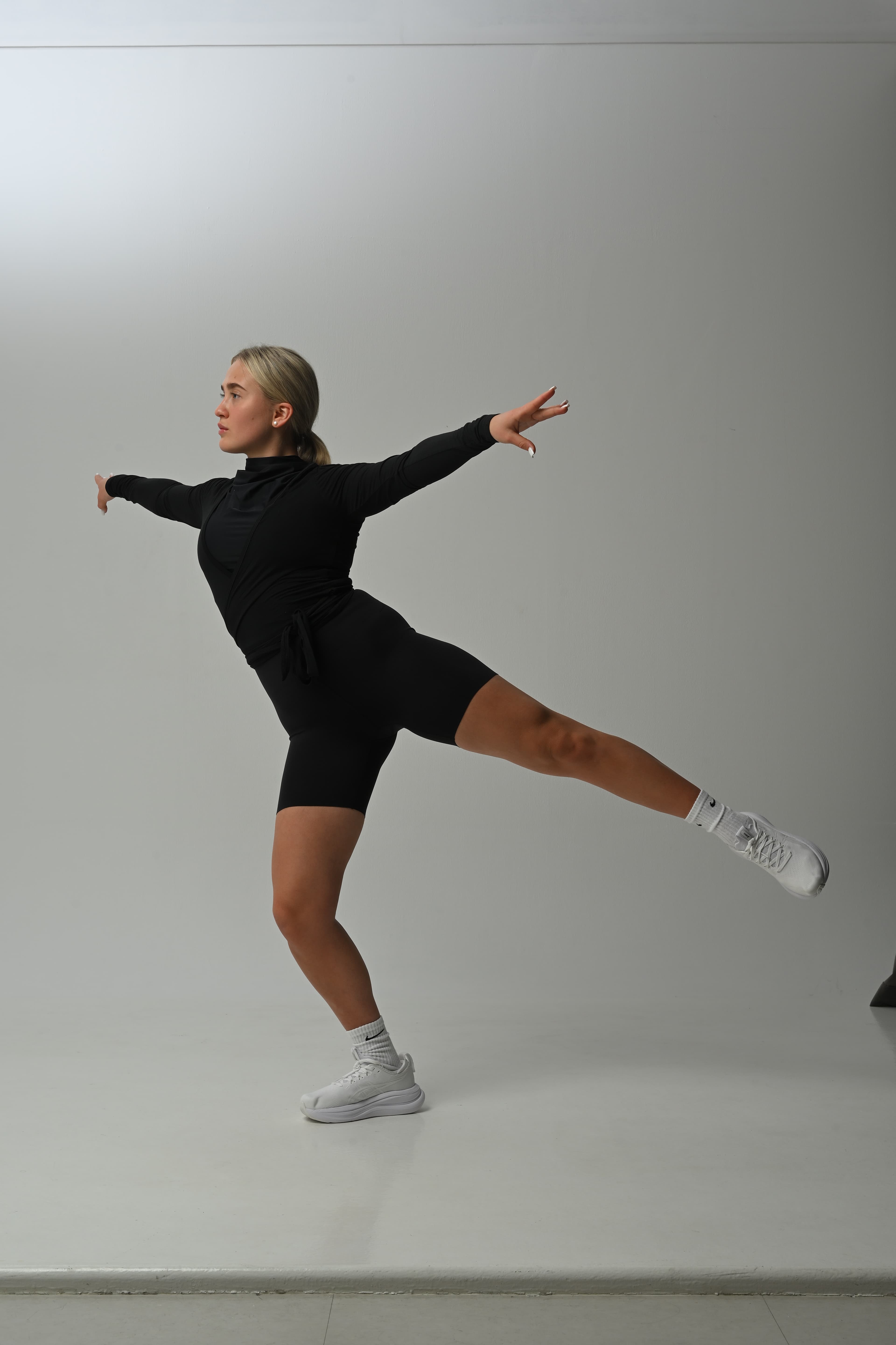 Figure skater preparing for focused off-ice training